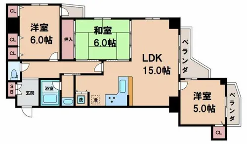 日宝ロイヤルハイツ桑津【9階】の間取り