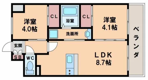パラゴン勝山通り【3階】の間取り