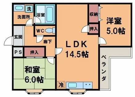 グランディール北畠【4階】の間取り
