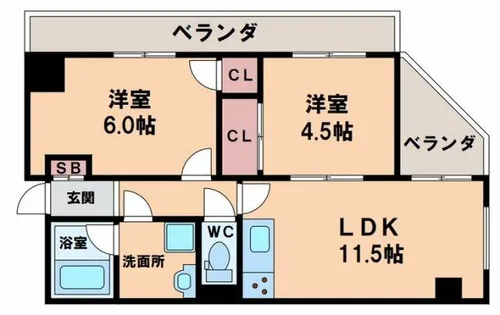 生玉パークハイツ【4階】の間取り