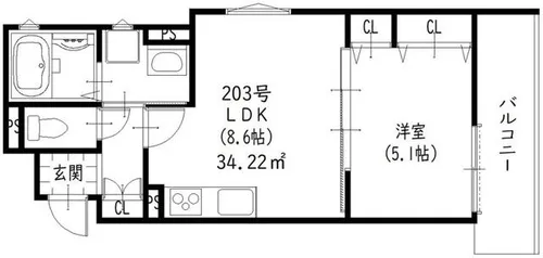 ラモーナ鶴橋【2階】の間取り