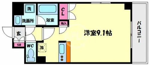 コーポYAHATAナンバ元町【9階】の間取り