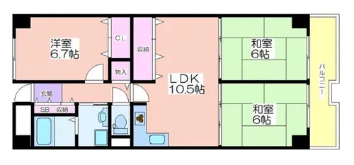 近鉄南港ガーデンハイツ23号棟【720号室】の間取り