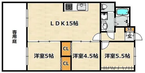 鈴蘭台ホワイトレジデンス【107号室】の間取り