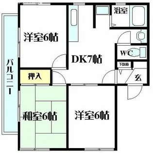 サンライズ山野【1階】の間取り