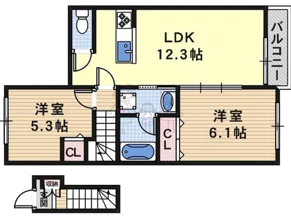 サザンテラス・ソレアード【2階】の間取り