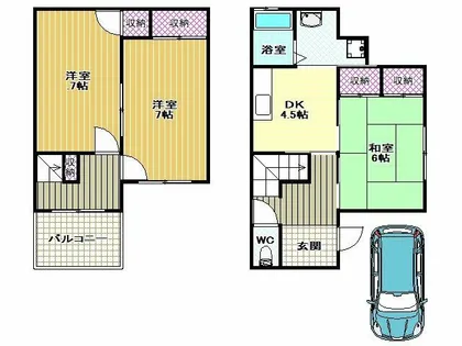 大阪府柏原市田辺2丁目【一戸建】の間取り