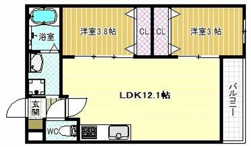 アバンティオ北花田【1階】の間取り