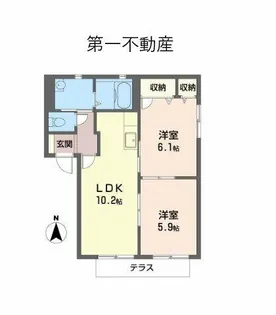 カーサ チェレステ【0102号室】の間取り