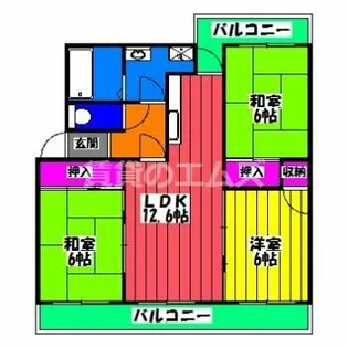 カームヒルズ板付【3階】の間取り
