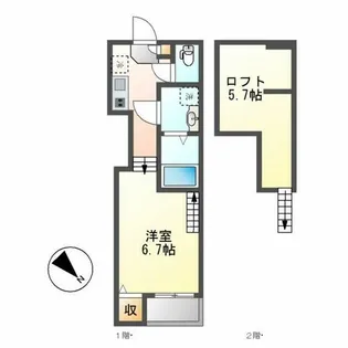 ハーモニーテラス川名町Ⅱ【202号室】の間取り