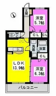 ヴィラ カメリア【303号室】の間取り