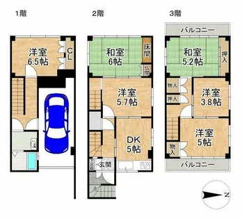 京都府京都市北区大将軍一条町【一戸建】の間取り