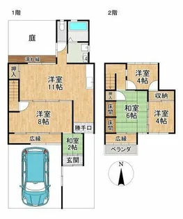 京都府京都市北区紫野石龍町【テラスハウス】の間取り