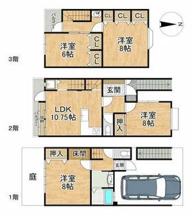 京都府京都市北区大宮南田尻町【一戸建】の間取り