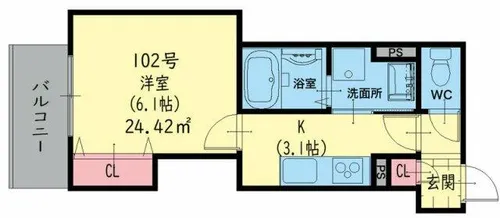 クリエオーレ小若江【3階】の間取り