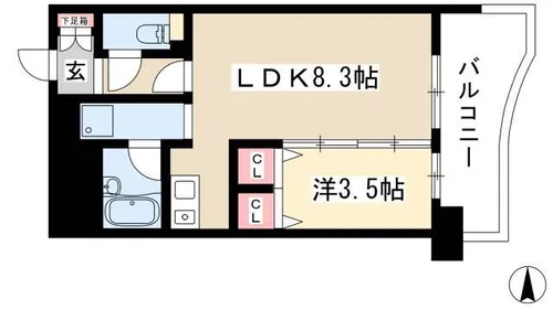 X-over21覚王山【7階】の間取り