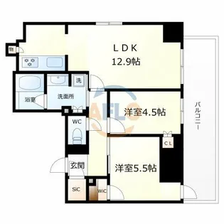 メトライズ森ノ宮中央【13階】の間取り