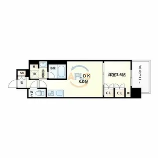 ソルレヴェンテ北堀江Q【6階】の間取り