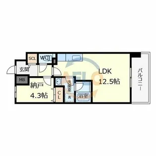 プラウディア今里【4階】の間取り