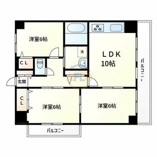 シャトルハイツ舟橋【3階】の間取り