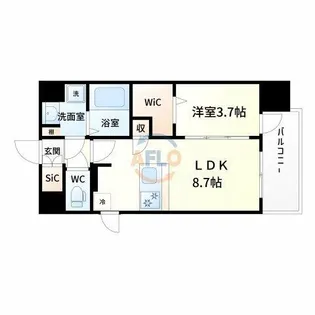 プランドール新北野【7階】の間取り