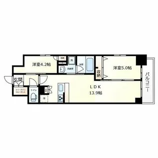 スプランディッド上本町WESTⅡ【4階】の間取り