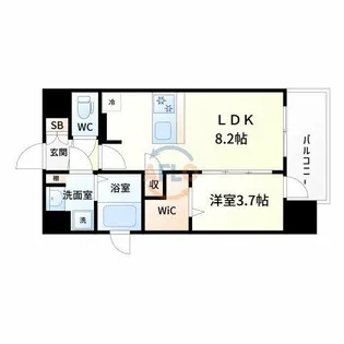 プランドール新北野【8階】の間取り