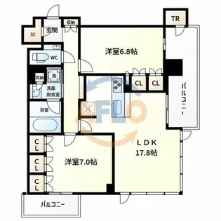 プレサンスレジェンド大阪新町タワー【19階】の間取り