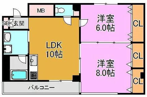 メゾンドボヌール【5階】の間取り