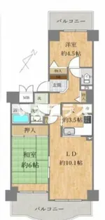 高取台ロイヤルマンション【9階】の間取り