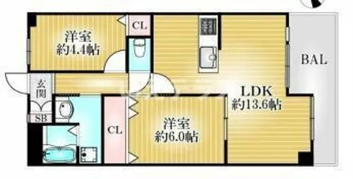 ワコーレグランディール御旅【6階】の間取り