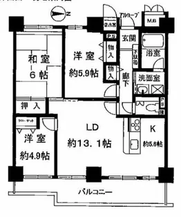 ラピタス31西宮【26階】の間取り