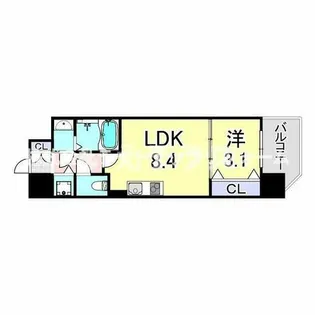 セレニテ神戸ミラクノール【9階】の間取り