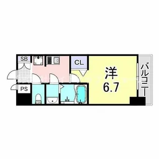 プレサンスTHE神戸【7階】の間取り