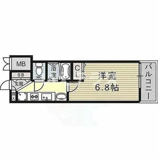エステムコート神戸ハーバーランド前Ⅳベイライト【8階】の間取り