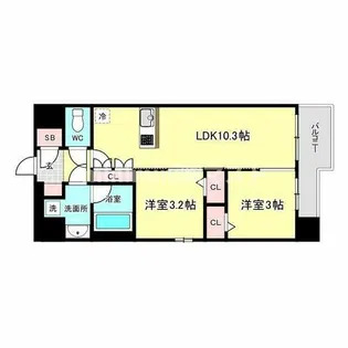 スプランディッド弁天町WEST【7階】の間取り