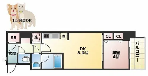 スプランディッド淀屋橋DUE【14階】の間取り