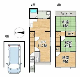京都府京都市北区鷹峯南鷹峯町【一戸建】の間取り