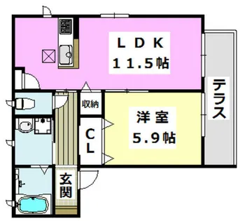 Sharmant villa A棟【102号室】の間取り