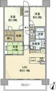 グランフォーリア【4号室】の間取り