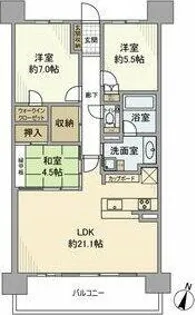 グランフォーリア【4号室】の間取り