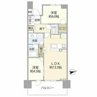 プラウド高岳カームコート【4階】の間取り