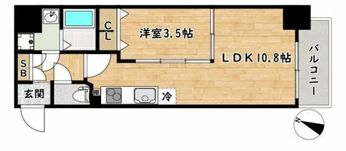 ラ・フォルム天満橋【3階】の間取り