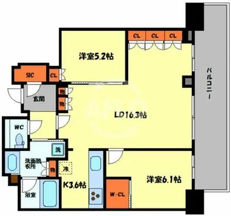 グランドメゾン新梅田タワー THE CLUB RESIDENCE【31階】の間取り