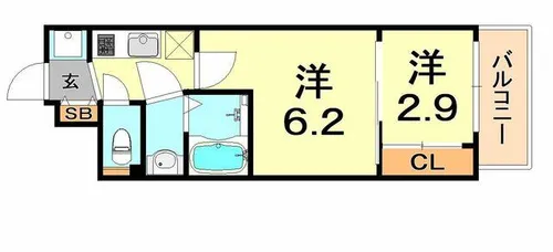 アドバンス三宮ラシュレ【4階】の間取り