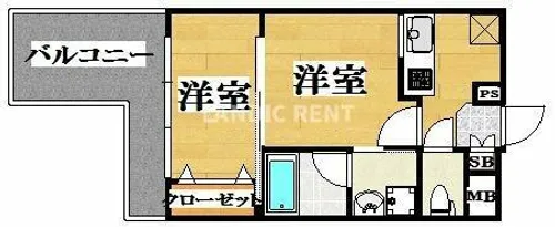 アクタス天神セントラルタワー【6階】の間取り