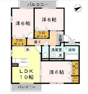 クレール E棟【3階】の間取り