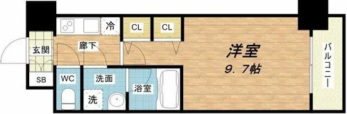セイル淀屋橋【3階】の間取り