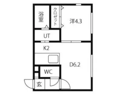 ベルフルール琴似【2階】の間取り